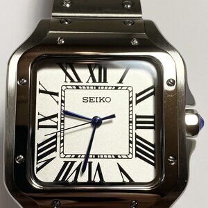 Seiko Mod Santos 38mm Stainless Steel Watch Automatic NH35A